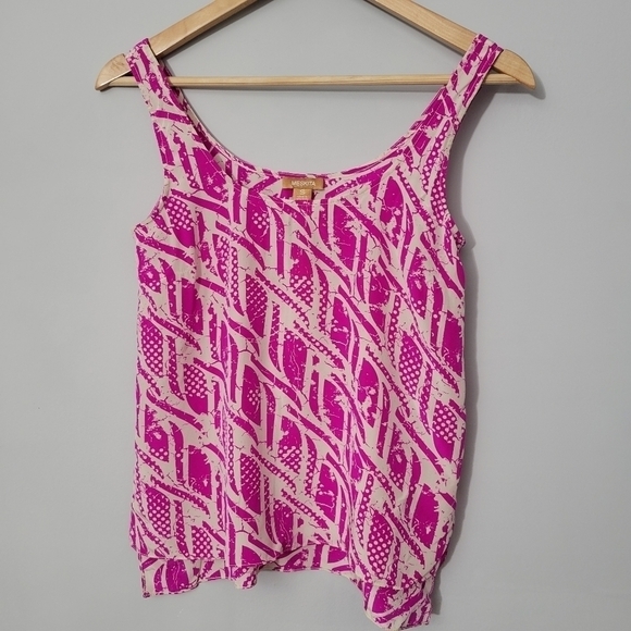 Meskita Pink Patterned 100% Silk Sleeveless Blouse - Picture 1 of 9